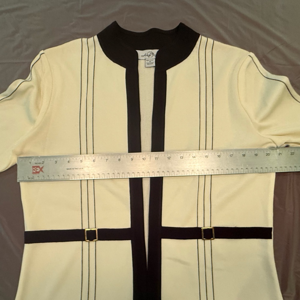 Ming Wang 2 Piece Cream/Black Knit Jacket/Tank Sweater Set Size Medium MSRP $595 - Picture 11 of 14